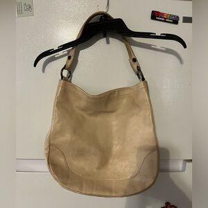 Frye Cream Leather Women's Shoulder Bag Tote Ver Small Mark On Back Of Purse